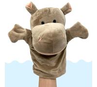 PLAYZOCO Marioneta Mano Peluche de Hipopotamo, Títere de Mano de Hipopotamo, Finger Puppet, Marioneta Animales, Juguete Educativo, Material Algodón de Felpa y PP, Tamaño 25 cm, Diseño Hipopotamo