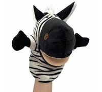 PLAYZOCO Marioneta Mano Peluche de Zebra, Títere de Mano de Zebra, Finger Puppet, Marioneta Animales, Juguete Educativo, Material Algodón de Felpa y PP, Tamaño 25 cm, Diseño Zebra