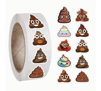 PLAYZOCO Pegatinas de cacas para Niños, stickers de mierdas emoji, pegatinas infantiles, Calcomanías Infantiles de cacas, Adhesivos de peces en rollo, 500 pegatinas de 2.5 cm
