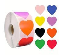 PLAYZOCO Pegatinas de corazones Multicolor para Niños, stickers of hearts infantiles, pegatinas infantiles, Calcomanías Infantiles de corazones, Adhesivos Corazones rollo, 500 pegatinas de 2.5 cm