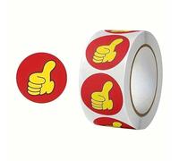 PLAYZOCO Pegatinas pulgar hacia arriba para niños, stickers decorativos infantiles, calcomanías alegres, adhesivos en rollo, 500 unidades de 2.5 cm con diseños variados y divertidos