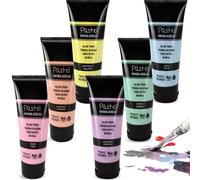 PLAYZOCO Pintura Acrílica Pastel, Apta para Artistas Principiantes Manualidades, Usar sobre Lienzo, Madera, Cerámica, Porex, Tela, Secado rápido, Colores Pasteles, Pack 6 botes de 75 ml