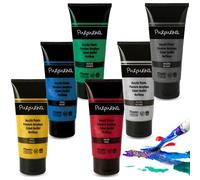 PLAYZOCO Pintura Acrílica Purpurina, Apta para Artistas Principiantes Niños Manualidades, Usar sobre Lienzo, Madera, Cerámica, Porex, Tela, Secado rápido, Color intenso, Pack 6 botes de 75 ml