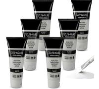 PLAYZOCO Pintura Acrílica Satinada, Apta para Artistas Principiantes Niños Manualidades, Usar sobre Lienzo, Madera, Cerámica, Porex, Tela, Secado rápido, Colores Blancos, Pack 6 botes de 75 ml