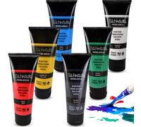 PLAYZOCO Pintura Acrílica Satinada, Apta para Artistas Principiantes Niños Manualidades, Usar sobre Lienzo, Madera, Cerámica, Porex, Tela, Secado rápido, Colores Satinados, Pack 6 botes de 75 ml