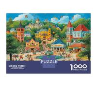 Plaza Ciudad C Puzzle 1000 Piezas De Cartón Grueso Mult Fairy Town Juego De Rompecabezas En Paquete Anti Estrés Adultos para Actividad para Sobremesa como Regalo Original 70x50cm/1000pcs