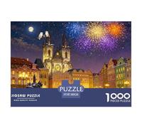 Plaza de la Ciudad Vieja de Praga Puzzle De Madera Impermeable DIY Puzzles De 1000 Piezas Regalos para Adultos Desafiante Y Estimulante Rompecabezas Decoración del Hogar
