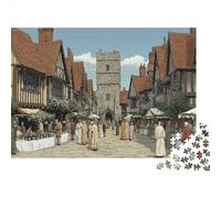Plaza del Mercado Medieval,Rompecabezas para Adultos 1000pcs (75x50cm),Juegos De Desafío De