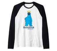 Plaza Sésamo Cookie Monster Actitud Cool King Classic Pose Camiseta Manga Raglan