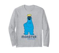 Plaza Sésamo Cookie Monster Actitud Cool King Classic Pose Manga Larga