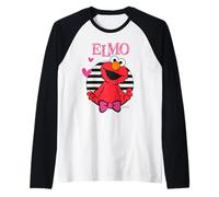 Plaza Sésamo Elmo Happy Cuddle XOXO Cute Friends Love Heart Camiseta Manga Raglan