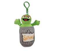 Plaza Sésamo - Llavero de peluche con diseño de Barrio Sésamo, clip para bolsa de peluche para elegir, 8 personajes, 17-20 cm (Oscar)