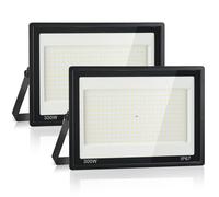 Plazique Foco LED Exterior 300W,Iluminación de Seguridad,7000K Blanco Frío,30000LM Super Brillante,IP67 Impermeable,300 LEDs,Foco de Exterior para Jardín,Patio,Garaje,Taller, Pasillo (2 Piezas)