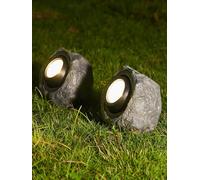 PLBSE Luz solar de roca, luz solar superbrillante para jardín, cabezal de lámpara giratorio, blanco frío/blanco cálido intercambiable, impermeable, blanco cristal, pequeño, exterior, camino