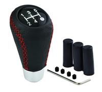 PLCGTNNP para Kia Picanto 2017-2023 Pomos Palanca Cambios, Cuero Manual 5 Velocidades Perilla de Cambio Antideslizante con 3 Adaptadores 8/10/12mm Decoración Piezas, B/Black Red Line