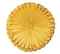 PLCIVSA Cojín de Plisado Cosido a Mano para Respaldo de Cintura, Cojín de Apoyo Lumbar para Sofá, Cama, Suelo, Silla de Oficina(Amarillo,Diameter: 35cm)