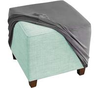 PLCIVSA Terciopelo Funda Otomana Cuadrado Elástica Funda de Reposapiés 40x40 50×50 55×55 80x80 Suave con Parte Inferior Protector de Muebles para Taburete Otomano(Gris Oscuro,55x55cm/22x22in)