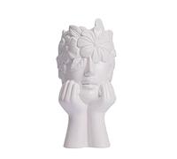 Plcnn Jarrón de cerámica con cabeza femenina, jarrón blanco moderno, jarrón decorativo para flores, decoración del hogar, sala de estar, oficina