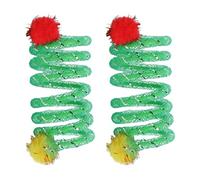 PLCPDM 2 bobinas flexibles de resorte para gatos, juguete con bola de felpa de colores brillantes que captura la atención para amigos activos y gatos coloridos