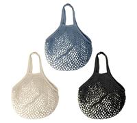 PLCPDM 3 bolsas de malla de algodón espaciosas y reutilizables para picnic, almacenamiento de lavandería, tela ergonómica, hombro de algodón