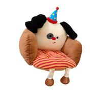 PLCPDM Cojín de asiento de tela polar con respaldo lumbar, cojín de silla de perro de dibujos animados, almohada de suelo para sillas de escritorio y tumbonas, cojín de silla de perro de dibujos