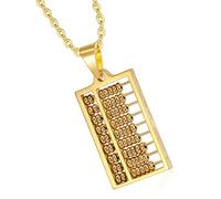 PLCPDM Collar con colgante de ábaco de acero inoxidable resistente con ajuste ajustable para aficionados a las matemáticas y creadores de tendencias, joyería práctica de moda, Medio, como se describe