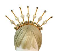 PLCPDM Diadema de perlas para novia, tiaras de princesa, tocado para el pelo, tiaras con pinchos