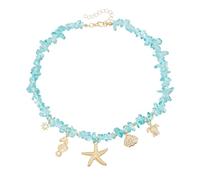 PLCPDM Elegante collar de estrella de mar en capas con perlas de imitación, moderna cadena para el cuello instagramable, regalo único para mujer, One Size, como se describe, como se describe