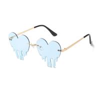 PLCPDM Elegantes lentes de sol con forma de corazón que gotean sin montura para uso diario, para conciertos y reuniones nocturnas, elegantes gafas de playa