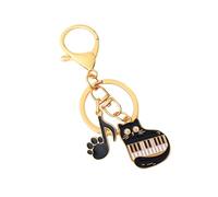 PLCPDM Llaveros de notas musicales de moda, llaveros de música, gatos, piano, anillos de coche, para decoración de bolsos, llavero, bolsa, abalorios, llavero de coche, adornos colgantes, c, One Size
