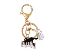 PLCPDM Llaveros de notas musicales de moda, llaveros de música, gatos, piano, anillos de coche, para decoración de bolsos, llavero, bolsa, abalorios, llavero de coche, adornos colgantes, d, One Size