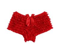 PLCPDM Pantalones cortos de calabaza con volantes y malla de encaje para mujer, pantalones cortos de baile, pantalones cortos de botín, pantalones cortos de encaje con volantes, rosso, G