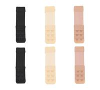 PLCPDM Paquete de 6 3 filas 2 ganchos extensores elásticos para sujetador ropa interior ajustable suave hebilla extensión accesorios para bralette accesorios de ajuste cómodo, 2black2skins2ap, Talla