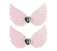 PLCPDM Pinza para el pelo con forma de corazón gótico de los años 2000, clip lateral con alas de corazón, diamantes de imitación, balletcore, accesorios para fotos