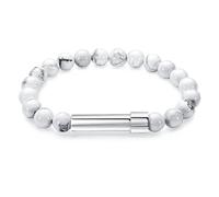PLCPDM Pulsera de piedra natural de acero inoxidable con conexión de tubo, cordón elástico fuerte, día de San Valentín, cumpleaños, Piedra, como se describe