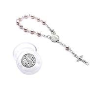 PLCPDM Rosario de cruz católica, cadena religiosa de dedo, rosarios de bautizo, pulseras de perlas para bautizo, pulseras de rosario para mujeres católicas, One Size, como se describe, como se