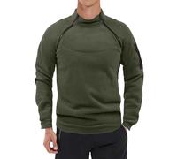 PLCPDM Sudadera de forro polar térmico con cremallera de un cuarto de cuello alto para hombre, sudadera de invierno para entrenamiento al aire libre, suéter largo de moda de invierno, Ejercito Verde