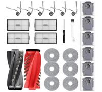 Pleafind 26 Piezas de Accesorios para Robot Aspirador Roborock Saros 10R - 2 cepillos Principales, 6 Bolsas de Polvo, 4 paños de Limpieza, 4 limpiadores Laterales, 4 filtros, 4 cepillos Laterales