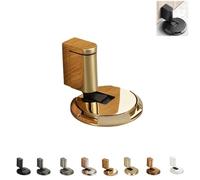 Pleasantk Door Wedge, Magnetic Door Stopper Wedge, Punch Free Invisible, Windproof & Silent Secure Adjustable Height for 0.39-0.79 in Doors Seams (Bright Gold)