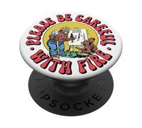 Please Be Careful with Fire Smokey Bear Vintage Sketch PopSockets PopGrip Adhesivo