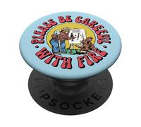 Please Be Careful with Fire Smokey Bear Vintage Sketch PopSockets PopGrip Adhesivo