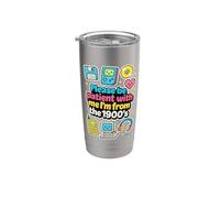 Please Be Patient With Me, retro, años 1900, Boomer Mom Women Vaso térmico de acero inoxidable de doble pared