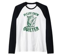 Please Chew Silencioso Divertido Hamster Zanahoria Amante de Mascotas Camiseta Manga Raglan