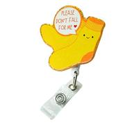 Please Don't Fall for Me - Carrete de insignia esmaltada para enfermera, calcetines amarillos, pin esmaltado con clip de identificación retráctil, divertido broche novedoso, carrete de insignia para