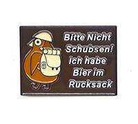 Please Don't Push Me, I Have Beer In My Backpack - Fun Series - Pin de solapa esmaltado - Insignia chapada para ropa, bolsas y cordones