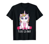Please Go Away | Unicornio moco | Linda chica kawaii mujer Camiseta