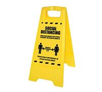 Please Keep a Safe 1m Distance (señal de suelo de pie amarilla)