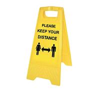 Please Keep Your Distance (señal amarilla de pie independiente)