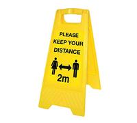 Please Keep Your Distance (señal de piso de pie amarilla)