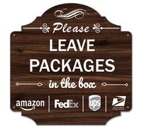 Please Leave Packages In The Box Signs 12 x 12 Inches Package Delivery Sign Metal Reflective Sturdy Rust Aluminum Waterproof Eas